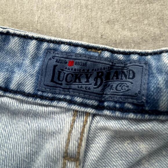 Lucky Brand Lucky Pins Denim Shorts Geometric Pattern Cut Off 2 26 Raw Hem - Picture 7 of 11